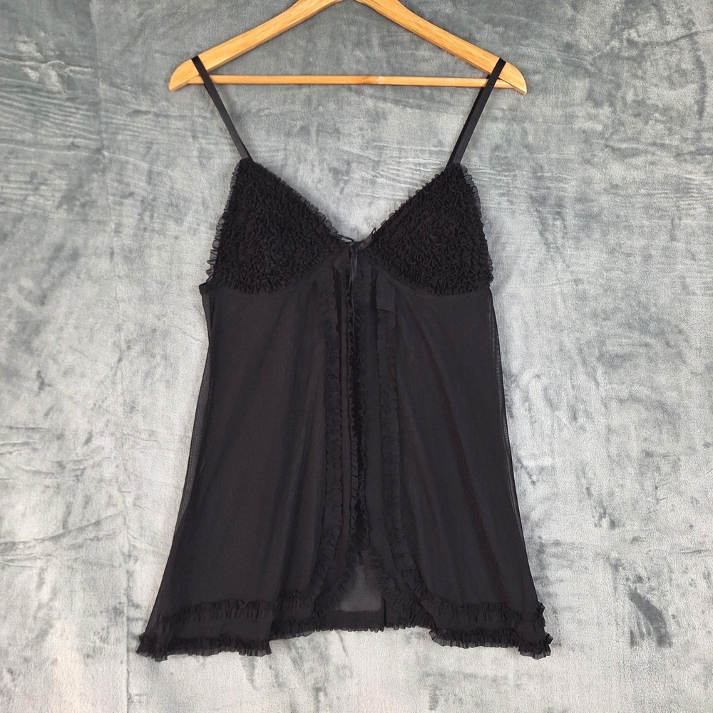 Womens Top 1X Babydoll Sheer Fairy Grunge Whimsigoth Coquette Ruffle Romantic